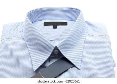 Generic Line Pattern Blue Business Shirt With A Blank Label