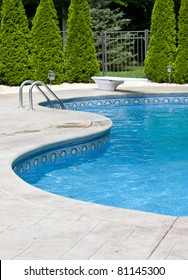 Generic Small Fenced Swimming Pool With Diving Board