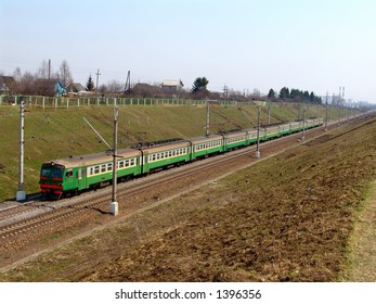 A generic suburban train in full length - Shutterstock ID 1396356