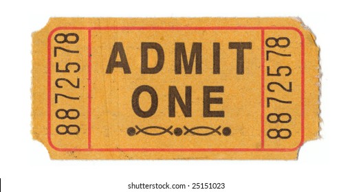 Generic vintage admit one ticket close up