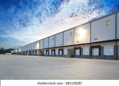 Generic White Loading Docks On Industrial Building Exterior