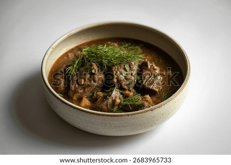 a generous portion of slow-cooked beef stew