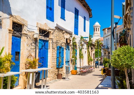 Genethliou Mitellla street, a touristic street leading to Ayia Napa Cathedral. Limassol, Cyprus.