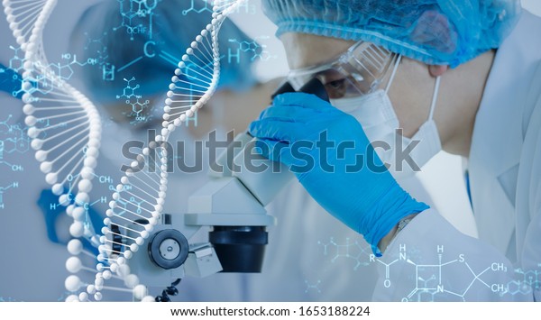 Genetic engineering concept. Medical science.\
Scientific Laboratory.