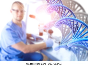 Genetic engineering concept. Genetic testing. pharmacy. Regenerative medicine in a lab.