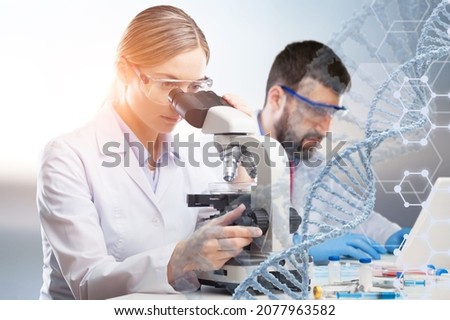 Genetic engineering concept. Genetic testing. pharmacy. Regenerative medicine in a lab.