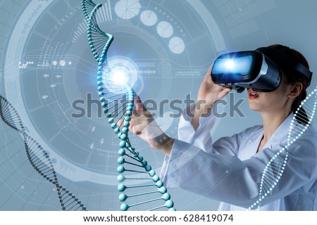 genetic technology concept, gene engineering, 3d rendering, abstract image visual