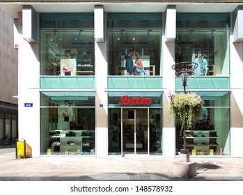 GENEVA - AUGUST 3: A Retail Outlet For Bata Stores On August 3, 2013 In Geneva, Switzerland. Bata Manufacturers And Sells Footwear To One Million Customers Per Day Through 5,000 Retail Stores.