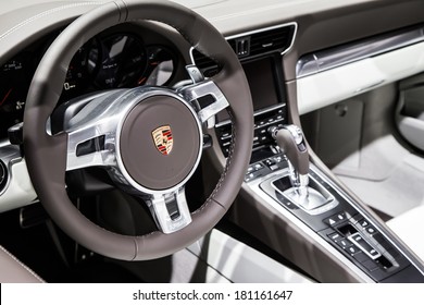 GENEVA, MAR 4: Porsche 911 targa 4 interior, presented at the 84th International Motor Show in Geneva, Switzerland on March 4, 2014.