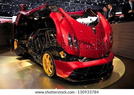 GENEVA, MAR 5: Pagani Huayra, exclusive super car, presented at the 83rd Geneva Motor Show, in Switzerland on March 5, 2013.