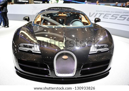 GENEVA, MARCH 5, 2013: Bugatti Veyron displayed at the 83rd Geneva Motor Show, in Swtizerland.
