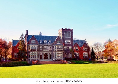 Geneva, NY, US- November 7, 2020: Hobart And William Smith Colleges, Private Liberal Arts Colleges In Geneva. The Campus Is Notable For Jacobean Architecture, & The Earliest Buildings In Gothic Style 