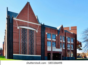 Geneva, NY, US- November 7, 2020: Hobart And William Smith Colleges, Private Liberal Arts Colleges In Geneva. The Campus Is Notable For Jacobean Architecture, & The Earliest Buildings In Gothic Style