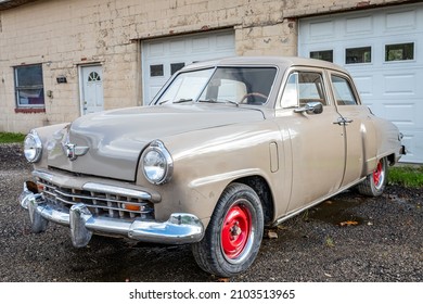 Geneva, OH - October 17, 2021: 1949 Studebaker Champion Sedan parked along a local street..