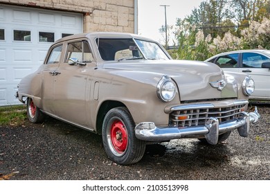 Geneva, OH - October 17, 2021: 1949 Studebaker Champion Sedan parked along a local street..
