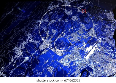 GENEVA, SWITZERLAND, 18 March 2017: Atlas map in CERN Interior