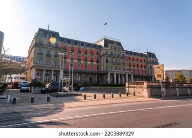 Geneva, Switzerland - 25 March 2022: The Palais Wilson Is The Current Headquarters Of The Office Of The United Nations High Commissioner For Human Rights.