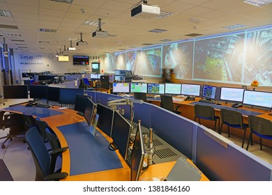 GENEVA, SWITZERLAND -4 APR 2019- View of the European Organization for Nuclear Research (CERN), the largest particle physics laboratory in the world.