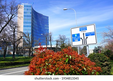GENEVA, SWITZERLAND -5 APR 2019- Exterior view of the building of the World Intellectual Property Organization (WIPO), a United Nations agency located in Geneva, Switzerland.