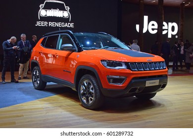 Geneva, Switzerland - 7 March 2017: The premiere of Jeep Compass during the Geneva Motor Show 2017.