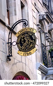 GENEVA, SWITZERLAND - AUGUST 11, 2016: Sign Of The Christie's Auction House In Geneva,  Switzerland             