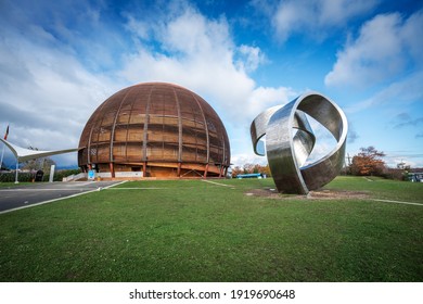 Geneva, Switzerland - December 02, 2019: CERN - European Organization for Nuclear Research - Globe of Science and Innovation - Geneva, Switzerland