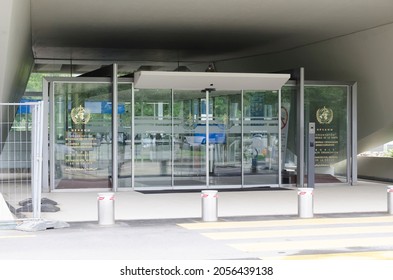 Geneva, Switzerland - July 13, 2021: World Health Organization Building Entrance