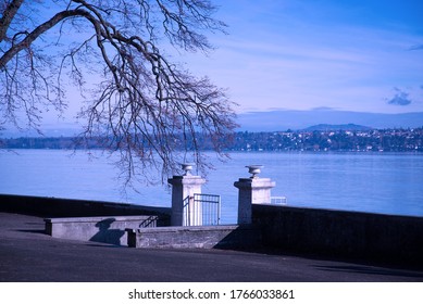 Geneva, Switzerland - June 19, 2020: View of Lake Geneva