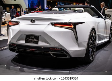 Geneva, Switzerland, March 05, 2019: Lexus LC Convertible Concept Prototype Car At Geneva International Motor Show, Tadao Mori As Chief Designer, Produced By Japanese Car Maker Lexus