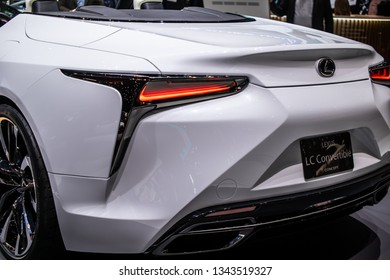 Geneva, Switzerland, March 05, 2019: Lexus LC Convertible Concept Prototype Car At Geneva International Motor Show, Tadao Mori As Chief Designer, Produced By Japanese Car Maker Lexus