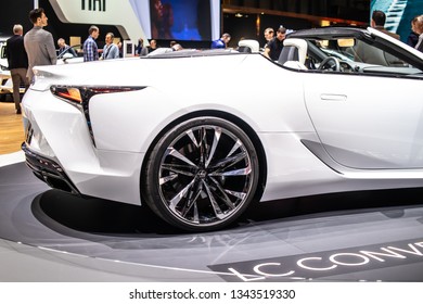 Geneva, Switzerland, March 05, 2019: Lexus LC Convertible Concept Prototype Car At Geneva International Motor Show, Tadao Mori As Chief Designer, Produced By Japanese Car Maker Lexus