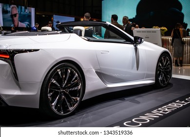 Geneva, Switzerland, March 05, 2019: Lexus LC Convertible Concept Prototype Car At Geneva International Motor Show, Tadao Mori As Chief Designer, Produced By Japanese Car Maker Lexus