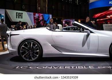 Geneva, Switzerland, March 05, 2019: Lexus LC Convertible Concept Prototype Car At Geneva International Motor Show, Tadao Mori As Chief Designer, Produced By Japanese Car Maker Lexus