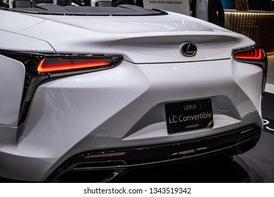 Geneva, Switzerland, March 05, 2019: Lexus LC Convertible Concept Prototype Car At Geneva International Motor Show, Tadao Mori As Chief Designer, Produced By Japanese Car Maker Lexus