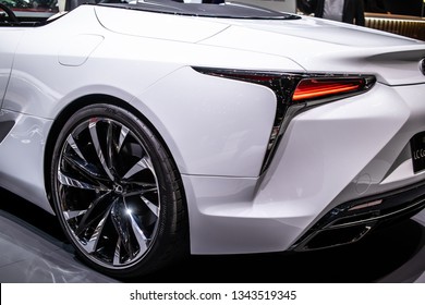 Geneva, Switzerland, March 05, 2019: Lexus LC Convertible Concept Prototype Car At Geneva International Motor Show, Tadao Mori As Chief Designer, Produced By Japanese Car Maker Lexus