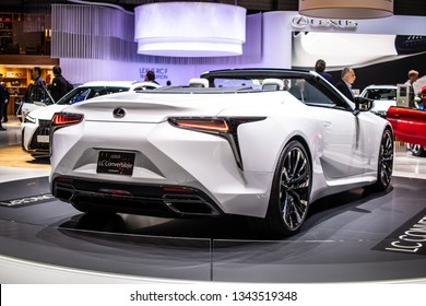 Geneva, Switzerland, March 05, 2019: Lexus LC Convertible Concept Prototype Car At Geneva International Motor Show, Tadao Mori As Chief Designer, Produced By Japanese Car Maker Lexus