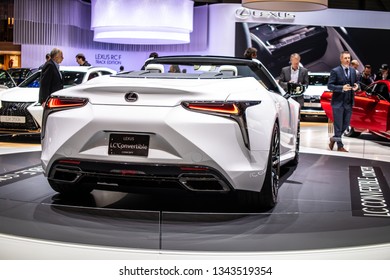 Geneva, Switzerland, March 05, 2019: Lexus LC Convertible Concept Prototype Car At Geneva International Motor Show, Tadao Mori As Chief Designer, Produced By Japanese Car Maker Lexus