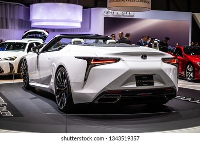 Geneva, Switzerland, March 05, 2019: Lexus LC Convertible Concept Prototype Car At Geneva International Motor Show, Tadao Mori As Chief Designer, Produced By Japanese Car Maker Lexus