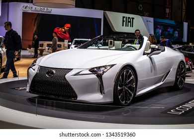 Geneva, Switzerland, March 05, 2019: Lexus LC Convertible Concept Prototype Car At Geneva International Motor Show, Tadao Mori As Chief Designer, Produced By Japanese Car Maker Lexus