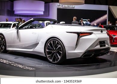 Geneva, Switzerland, March 05, 2019: Lexus LC Convertible Concept Prototype Car At Geneva International Motor Show, Tadao Mori As Chief Designer, Produced By Japanese Car Maker Lexus