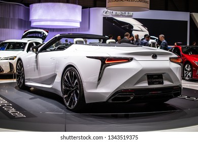 Geneva, Switzerland, March 05, 2019: Lexus LC Convertible Concept Prototype Car At Geneva International Motor Show, Tadao Mori As Chief Designer, Produced By Japanese Car Maker Lexus