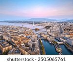 Geneva, Switzerland skyline view towards the Jet d