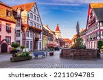 Gengenbach, Germany - Marktplatz and Niggelturm tower in famous beautiful small town in Schwarzwald (Black Forest), Baden Wurttemberg land.