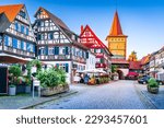 Gengenbach, Germany. Picturesque sunset scenic town in the Black Forest region , known for its well-preserved historic buildings, and charming cobblestone streets. Obertorturm gate of the city walls.