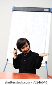 Genius boy making a  presentation