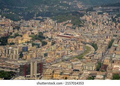 genoa ferraris stadium aerial view cityscape panorama
