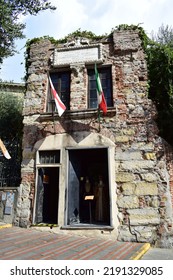 GENOA, ITALY - AUGUST 15, 2022: The Rebuilt House Of Christopher Columbus, The Famous Italian Explorer.