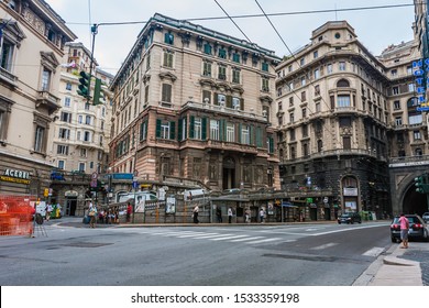 Genoa, Italy - August 24, 2009: Via Edilio Raggio And The Zecca–Righi Funicular