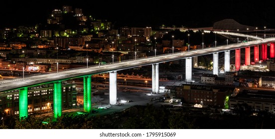 Genoa,Italy - 08 13 2020: San Giorgio Bridge