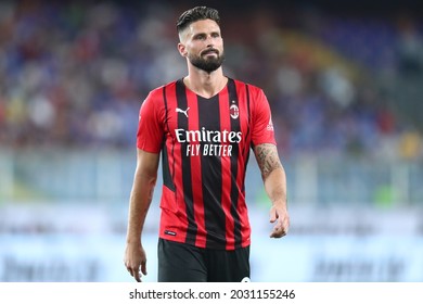 Genova, Italy. 23 August 2021. Olivier Giroud Of Ac Milan  During The Serie A Match Beetween Uc Sampdoria And Ac Milan.